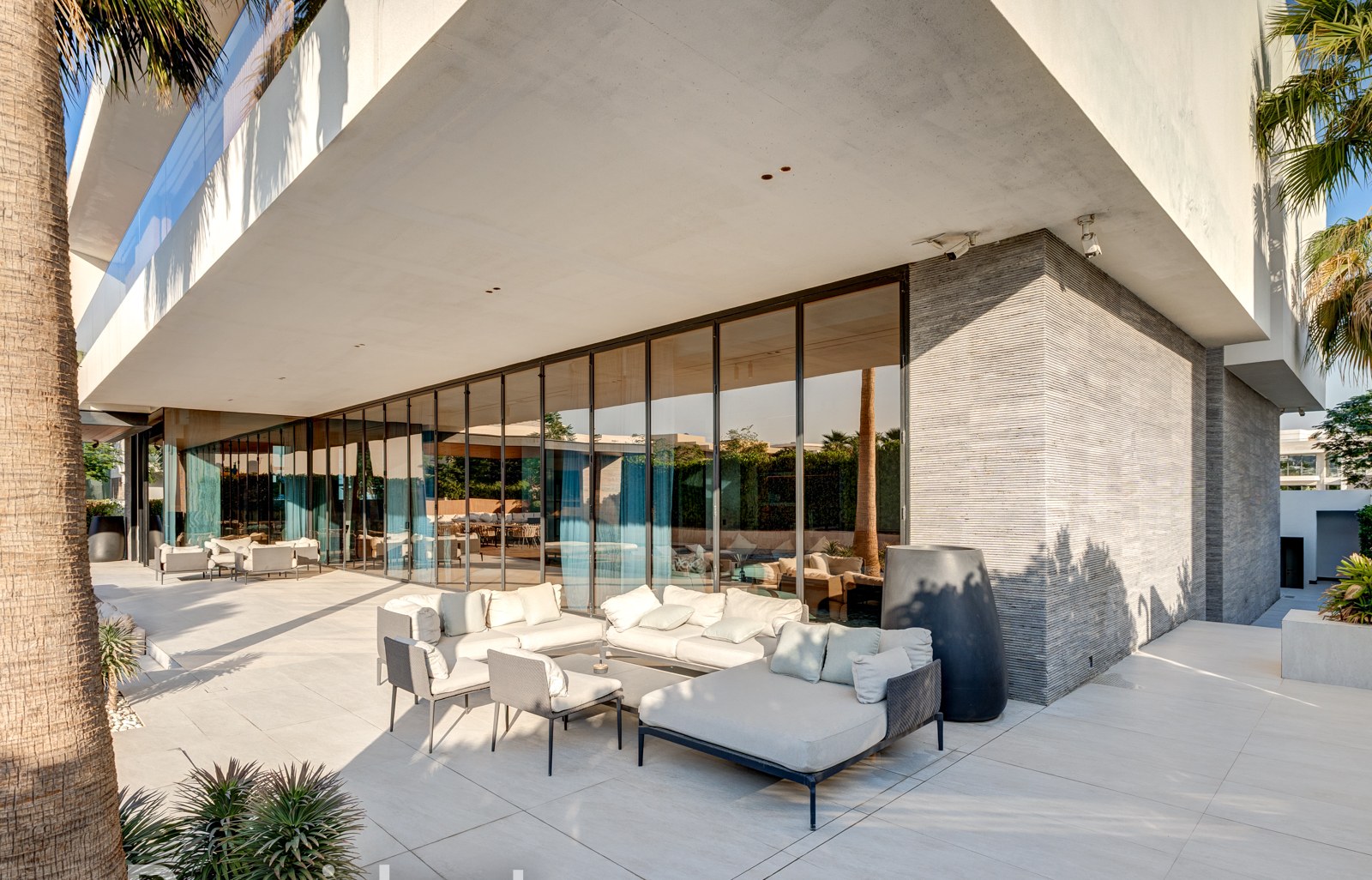 The villa terrace and living space
